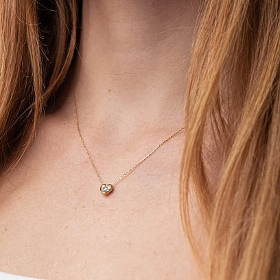 Золоте кольє "Сердечко" з фіанітом кол01566 №3