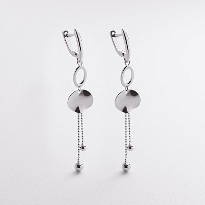 Серебряные серьги "Шарики на цепочке" 123486