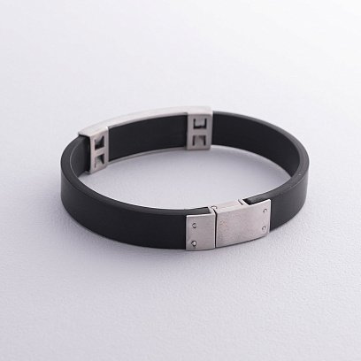 Каучуковый браслет "Карта Украины" с серебряными вставками 10812 №3