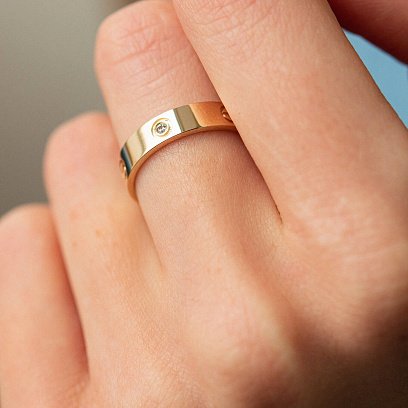 Кольцо "Love" в желтом золоте (фианиты) к07139 №12