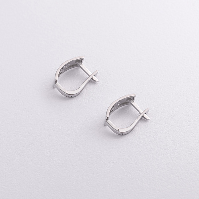 Сережки "Конюшина" в білому золоті (фіаніти) с09513 №2