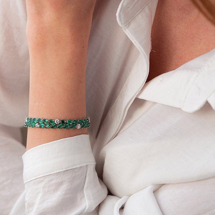 Золотий браслет з смарагдами і діамантами бб0027nl від ювелірного магазину Онікс - 5