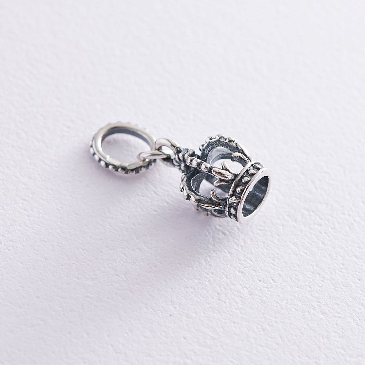 Срібний шарм "Корона" (чорніння) 132085 від ювелірного магазину Онікс