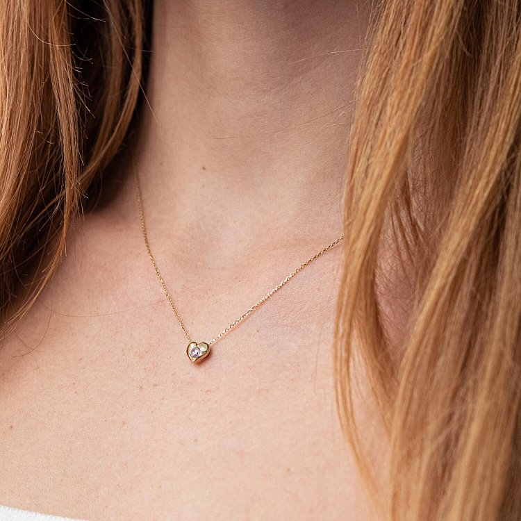 Золоте кольє "Сердечко" з фіанітом кол01566 від ювелірного магазину Онікс - 2