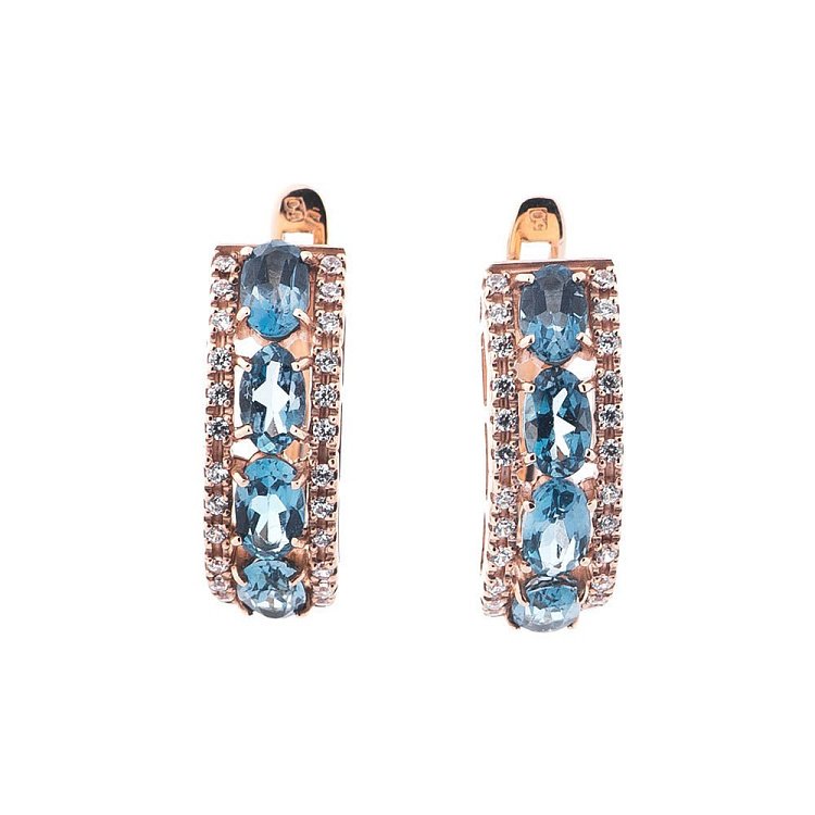 Золотые серьги с Лондон топазом и фианитами 14052586 от ювелирного магазина Оникс - 1