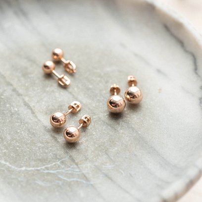 Золоті сережки - пусети "Кульки" (0.8 см) с06957 №3