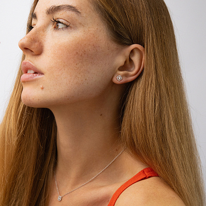 Золотые серьги - пусеты с бриллиантами сб0574ca №4