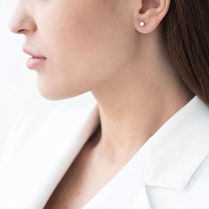 Золотые серьги - пусеты с бриллиантами сб0203 №3