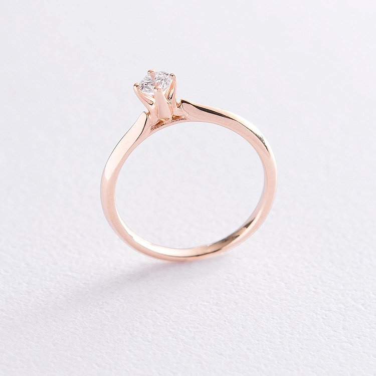 Заручальна каблучка в червоному золоті (діамант) кб0232 - 2 Заручальна каблучка в червоному золоті (діамант) кб0232 від ювелірного магазину Онікс - 2