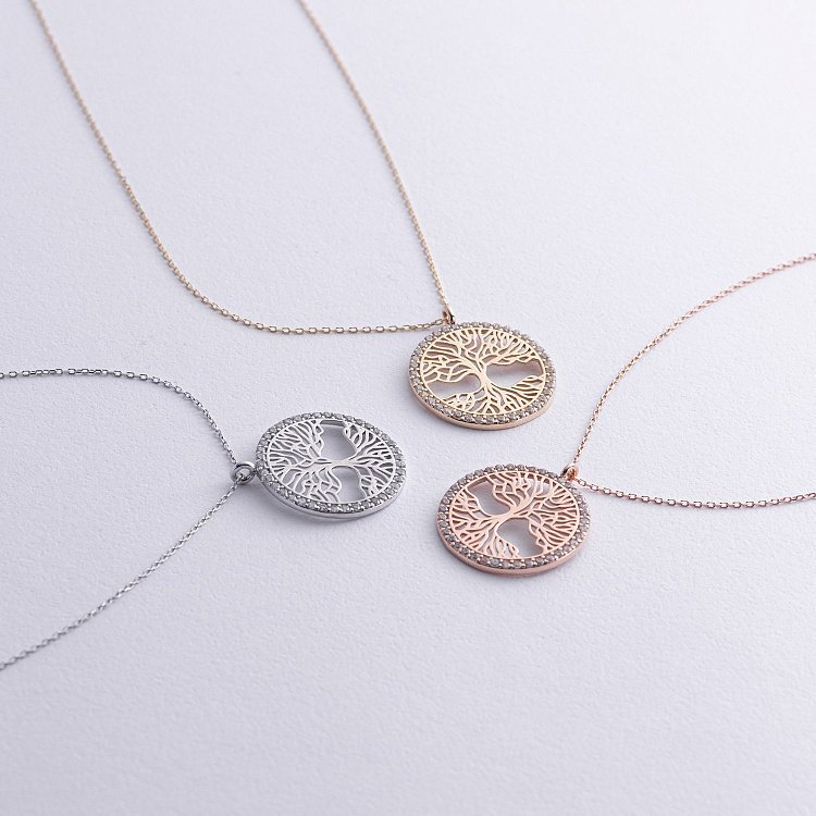 Кольє "Дерево життя" з фіанітами (червоне золото) кол02490 від ювелірного магазину Онікс - 1