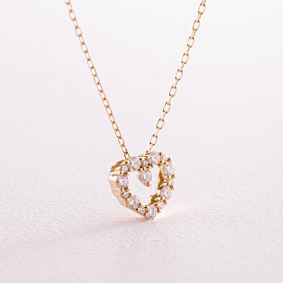 Золоте кольє "Сердечко" з діамантами колб0083cha №5