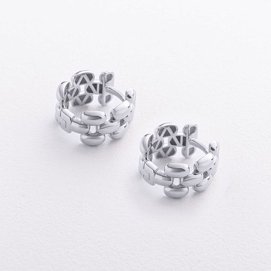 Серьги - кольца "Charlie" в белом золоте с09619 №3