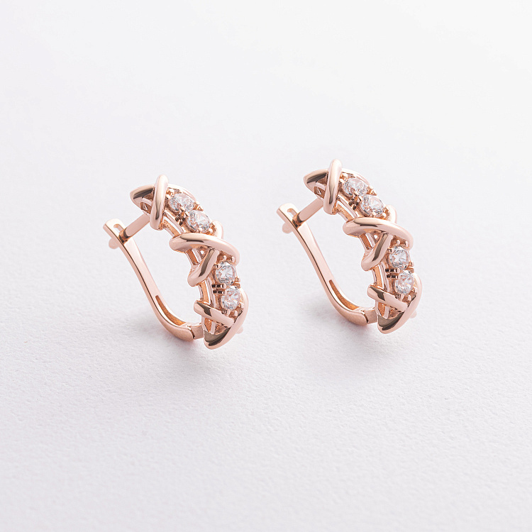 Серьги "Rosie" с фианитами (красное золото) с09481 от ювелирного магазина Оникс