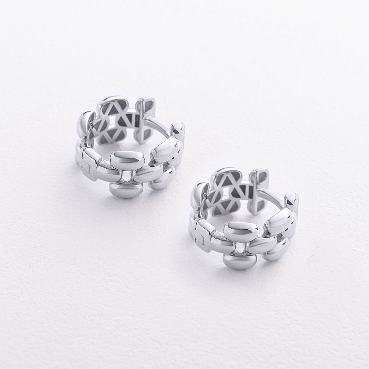 Серьги - кольца "Charlie" в белом золоте с09619 от ювелирного магазина Оникс - 2