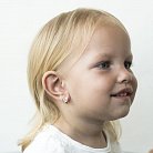 Золоті дитячі сережки "Сердечка" з фіанітами і емаллю с03971р от ювелирного магазина Оникс - 3