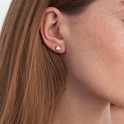 Срібна сережки - пусети з фіанітами 121625 №7