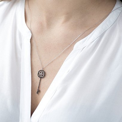 Серебряное колье "Ключик" (фианиты) 18455