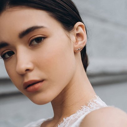 Золотые серьги - клаймберы "Сердечки" с06443 №5