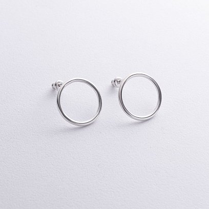 Сережки - пусети Великий кругообіг в сріблі 1.9 см 122547 №3