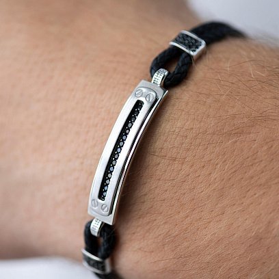 Каучуковый браслет из белого золота (фианит) б03980 №4