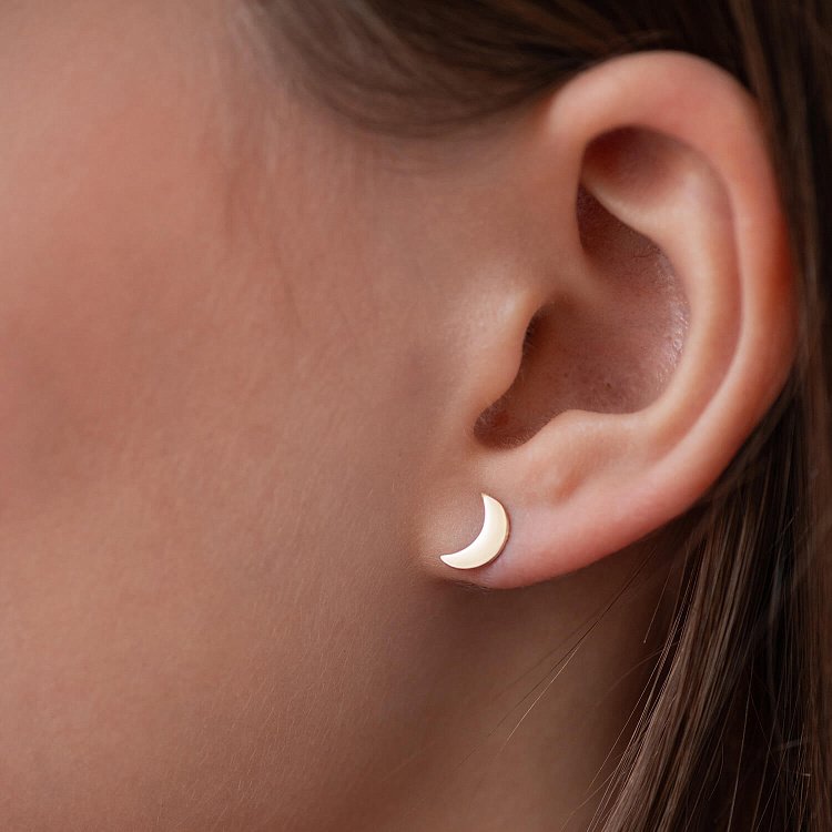 Золотые серьги-пусеты "Луна" с06311 от ювелирного магазина Оникс - 6