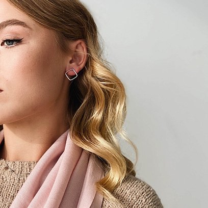 Сережки - пусети "Ромб" в білому золоті с06981 №4