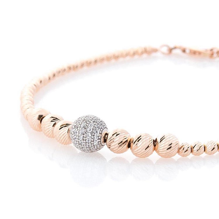 Золотий браслет з кульками (фіаніти) б03588 від ювелірного магазину Онікс - 1