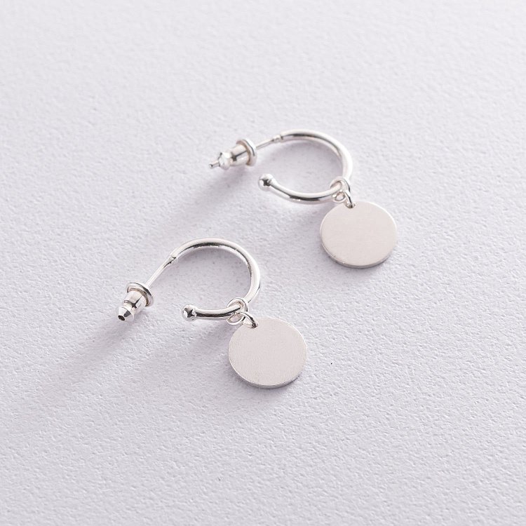 Серебряные серьги 2 в 1 с монетками 122862 от ювелирного магазина Оникс