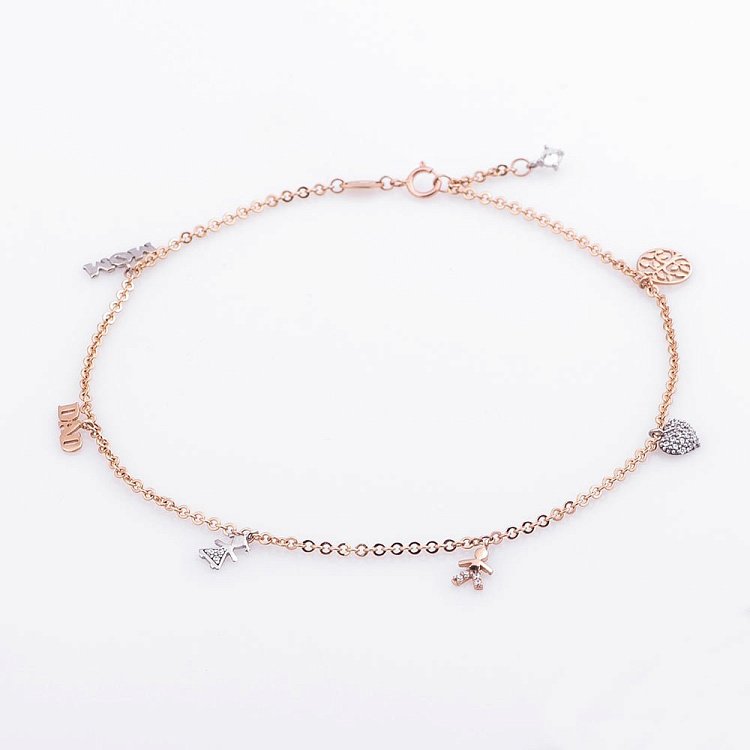 Золотий браслет на ногу з фіанітами б02636 від ювелірного магазину Онікс