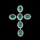 Серебряный крестик с зелеными фианитами 131898 от ювелирного магазина Оникс