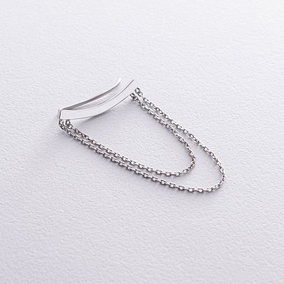 Срібна моносережка - клаймбер з ланцюжками (на ліве вушко) 7077L №2