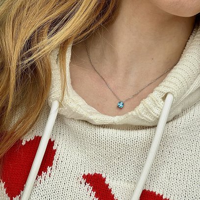 Золотое колье "Альма" (голубой фианит) кол02373 №4