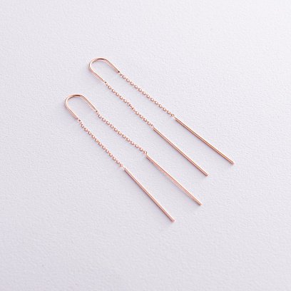 Серьги - протяжки в красном золоте с06339