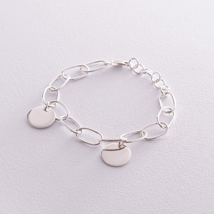 Срібний браслет "Ланцюжок з монетками" (можливе гравіювання) 141627 від ювелірного магазину Онікс