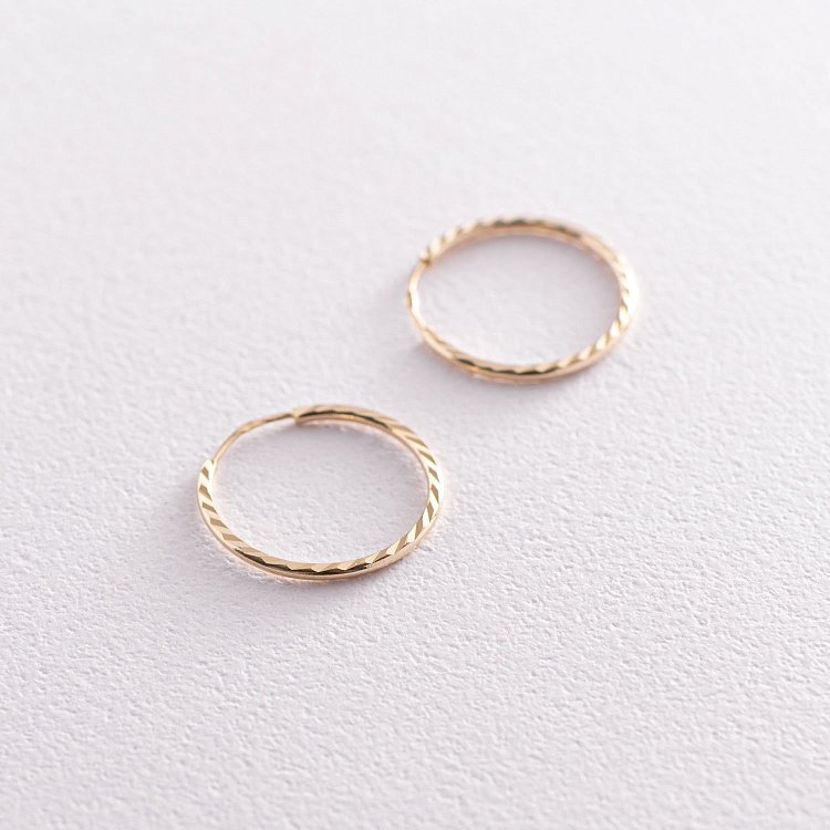 Серьги - кольца в желтом золоте (1.7 см) с07138 от ювелирного магазина Оникс - 2