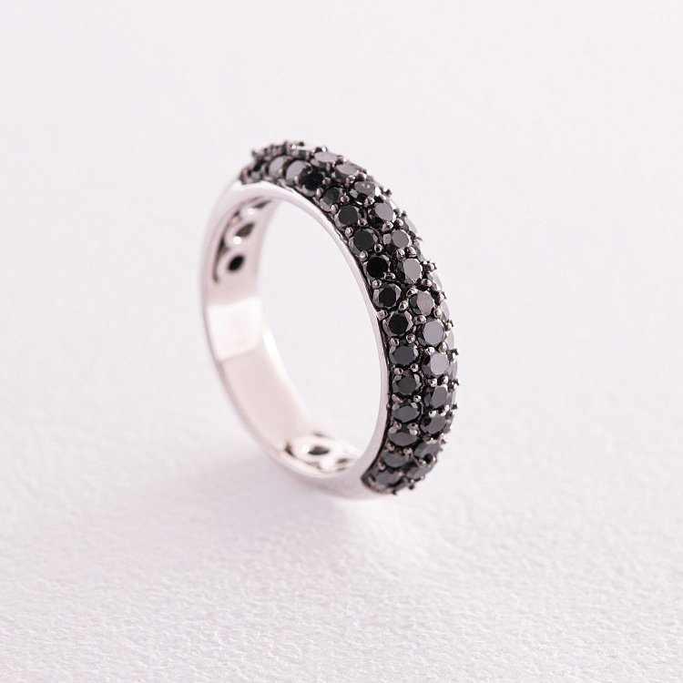 Золота каблучка з чор?ними діамантами кб0447gl від ювелірного магазину Онікс