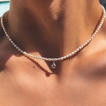 Срібне кольє "Перлинки з кулькою" жемшар