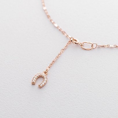 Золотой браслет на ногу "Подкова" (фианит) б03707 №2