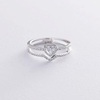 Золота каблучка "Серце" з діамантами кб0101ca