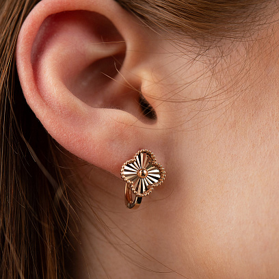 Серьги "Клевер" в красном золоте с08982 №2