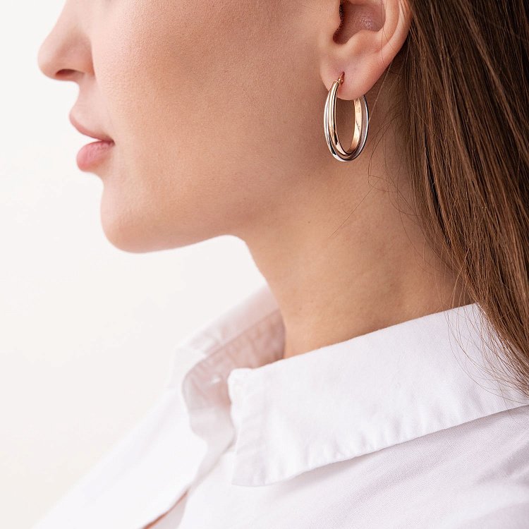 Серьги "Сплетение" (красное и белое золото) с04869 от ювелирного магазина Оникс - 1