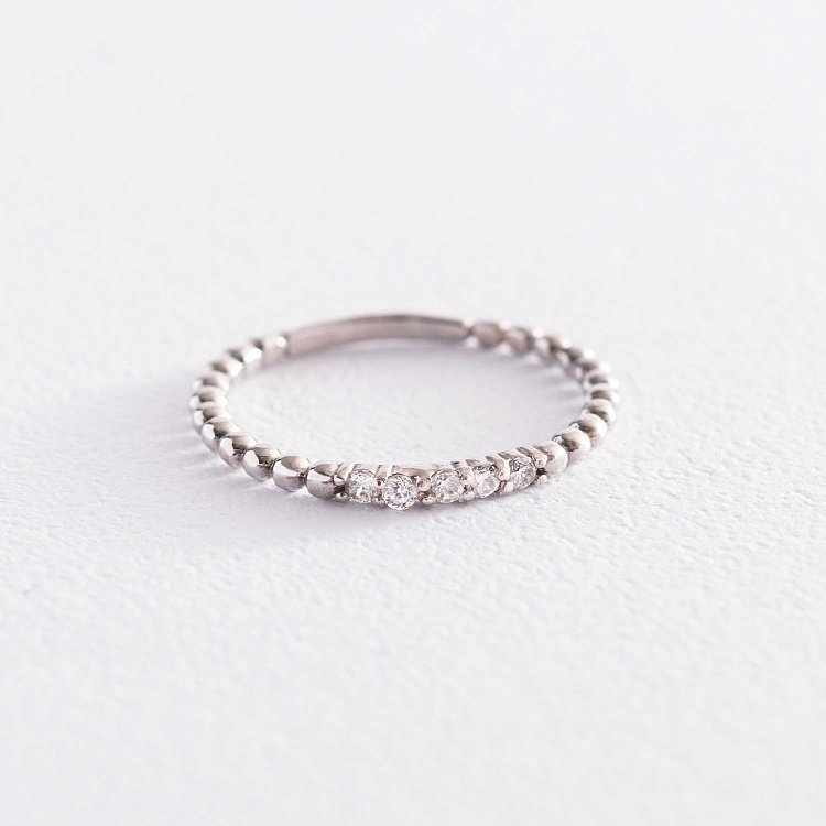 Золота кулькова каблучка "Мелоді" з фіанітами к06108 від ювелірного магазину Онікс