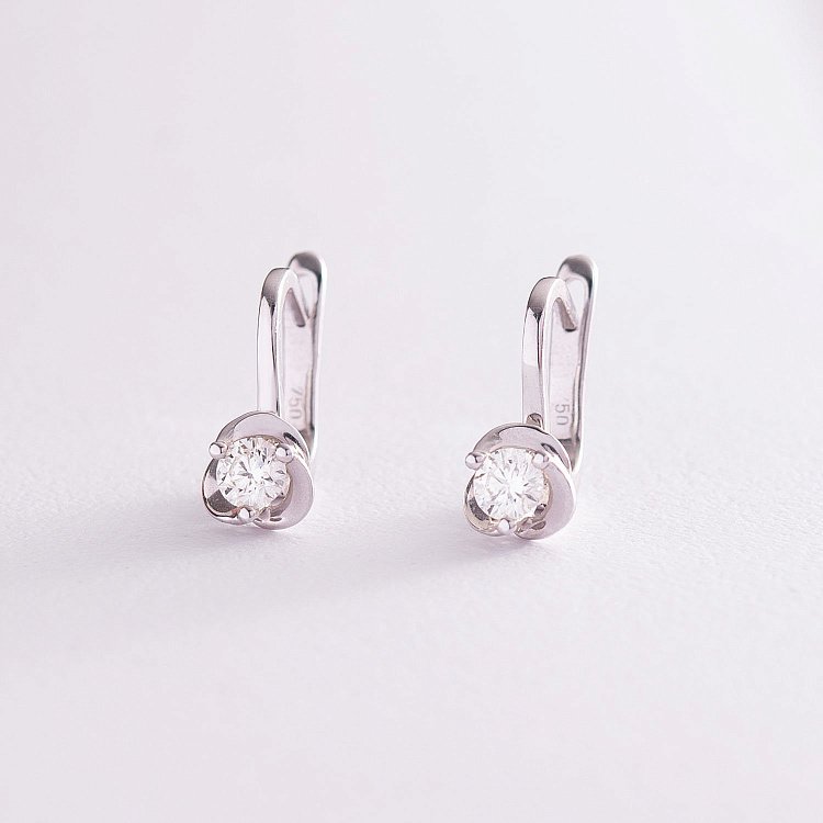 Золотые серьги "Цветочки" с бриллиантами EDKU002 от ювелирного магазина Оникс