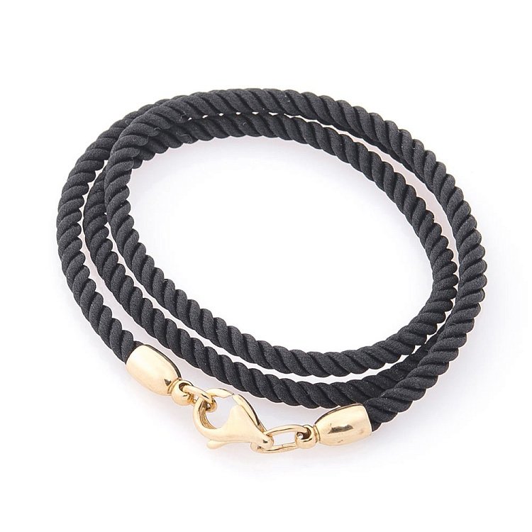 Шовковий шнурок з золотою застібкою (3 мм) кол01170 від ювелірного магазину Онікс - 2