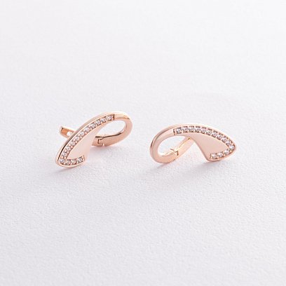 Золотые серьги "Капельки" с фианитами с06088 №4