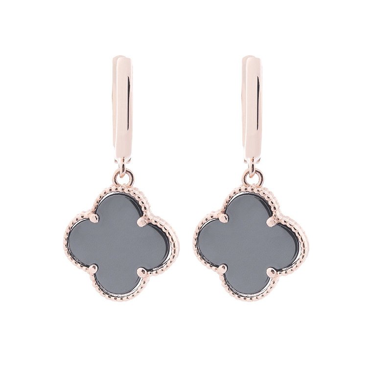 Золоті сережки "Клевер" (онікс) с06278 від ювелірного магазину Онікс