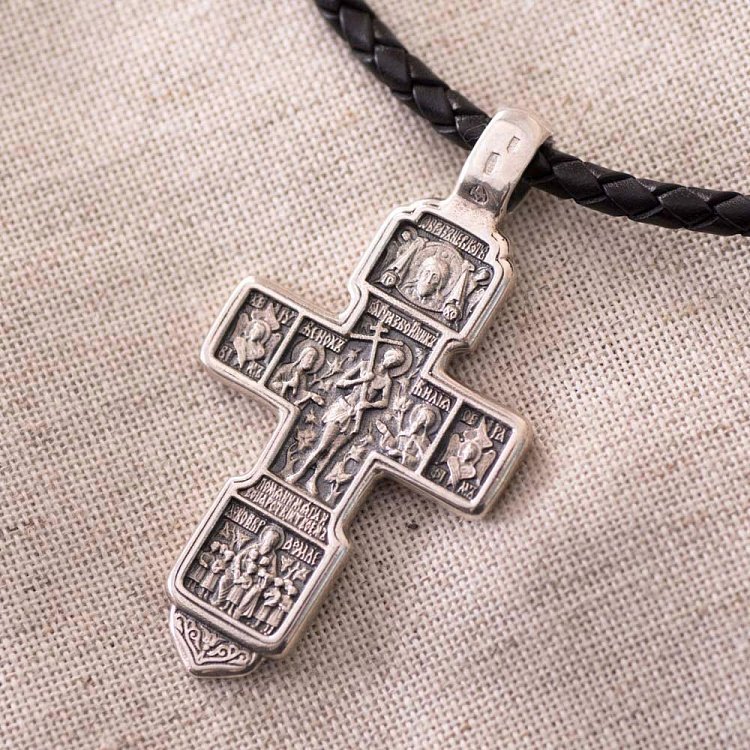 Срібний православний хрест "Розп'яття. Вхід розсудливого розбійника до раю" (чорніння)  13087 від ювелірного магазину Онікс - 5