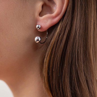 Серьги "Хельга" с шариками (белое золото) с08235 №6