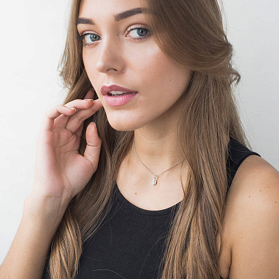 Золота підвіска c діамантами - квітка пб0064cha №4