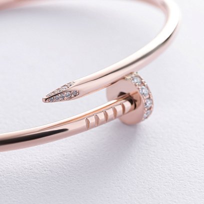 Жорсткий золотий браслет "Цвях" (діаманти) бб0037м №5